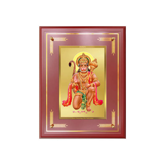 Lord Hanuman | Blessings Pose Wall and Tabletop Photo Frame in 24K Gold Plated Foil