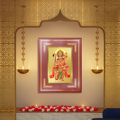 Lord Hanuman | Blessings Pose Wall Photo Frame in 24K Gold Plated Foil