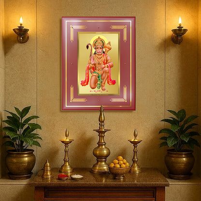 Lord Hanuman | Blessings Pose Wall Photo Frame in 24K Gold Plated Foil
