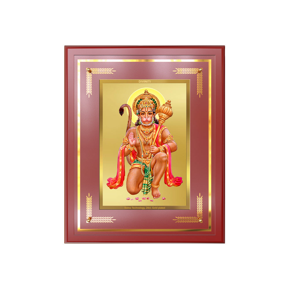 Lord Hanuman | Blessings Pose Wall & Tabletop Frame in 24K Gold Plated Foil