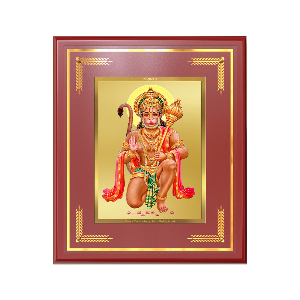 Lord Hanuman | Blessings Pose Wall & Tabletop Frame in 24K Gold Plated Foil