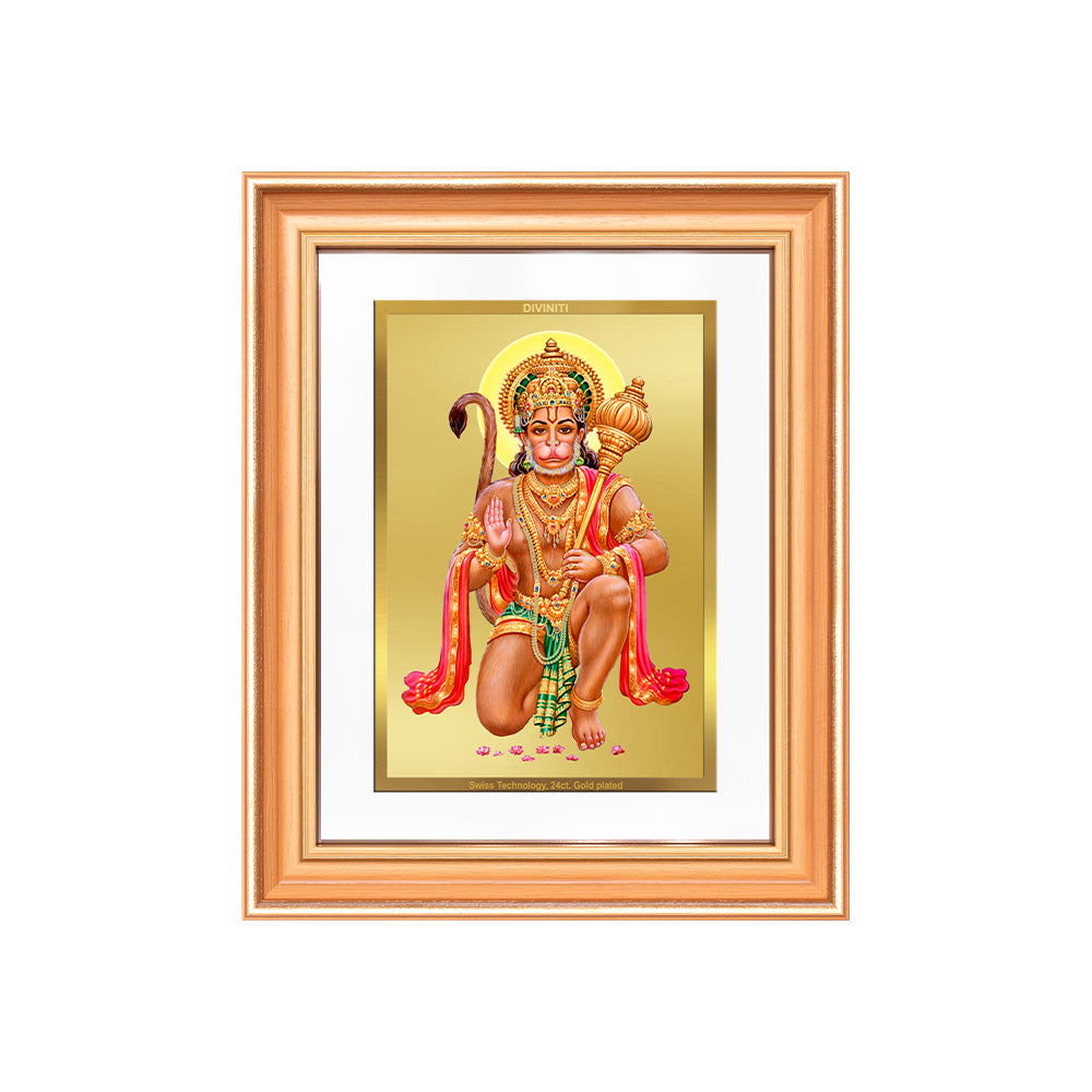 Lord Hanuman | Blessings Pose Wall & Tabletop Frame in 24K Gold Plated Foil