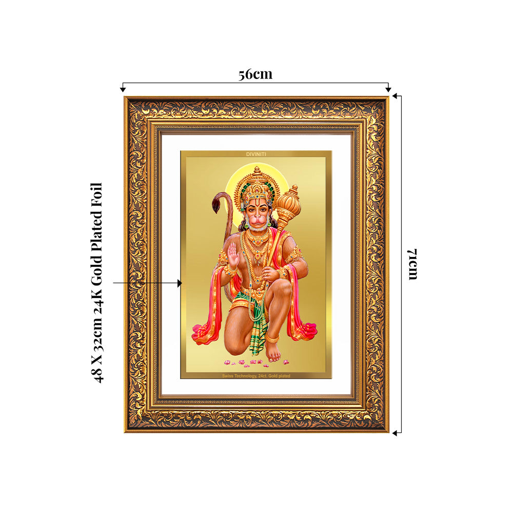 Lord Hanuman | Blessings Pose Wall Photo Frame in 24K Gold Plated Foil