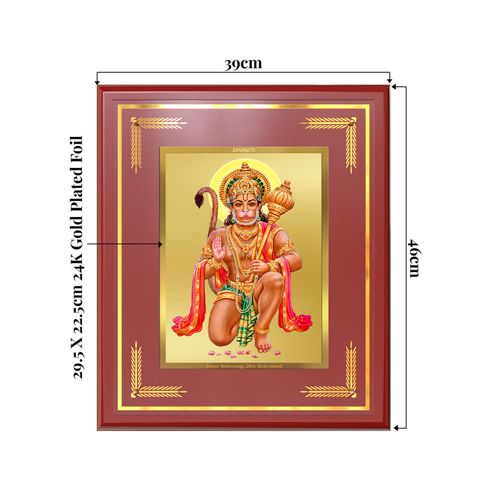 Lord Hanuman | Blessings Pose Wall & Tabletop Frame in 24K Gold Plated Foil