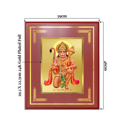 Lord Hanuman | Blessings Pose Wall & Tabletop Frame in 24K Gold Plated Foil