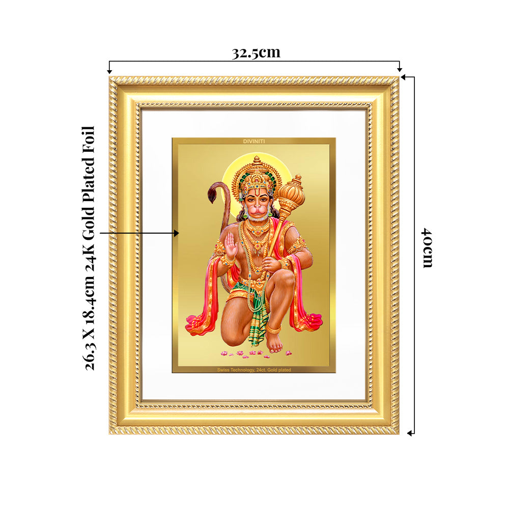 Lord Hanuman | Blessings Pose Wall & Tabletop Frame in 24K Gold Plated Foil