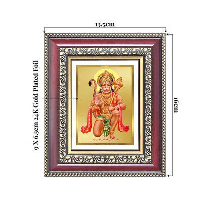 Lord Hanuman Ashirwad Wall & Tabletop Frame for Home & Temple in 24K Gold Plated Foil