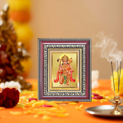 Lord Hanuman Ashirwad Wall & Tabletop Frame for Home & Temple in 24K Gold Plated Foil