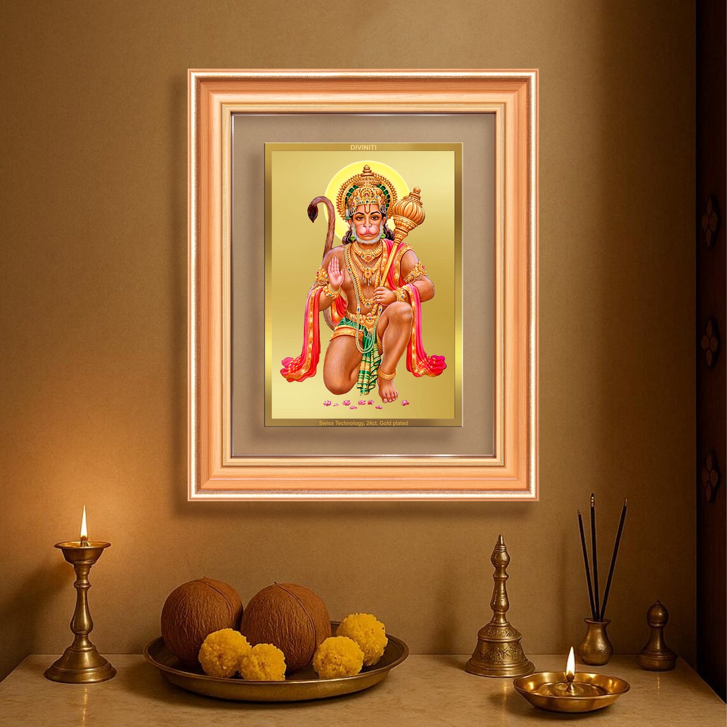 Lord Hanuman | Blessings Pose Wall & Tabletop Frame in 24K Gold Plated Foil