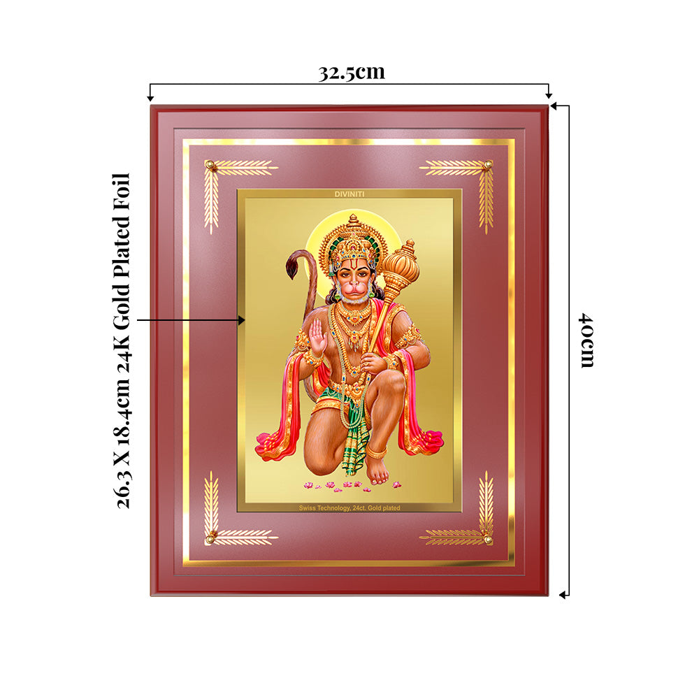 Lord Hanuman | Blessings Pose Wall & Tabletop Frame in 24K Gold Plated Foil