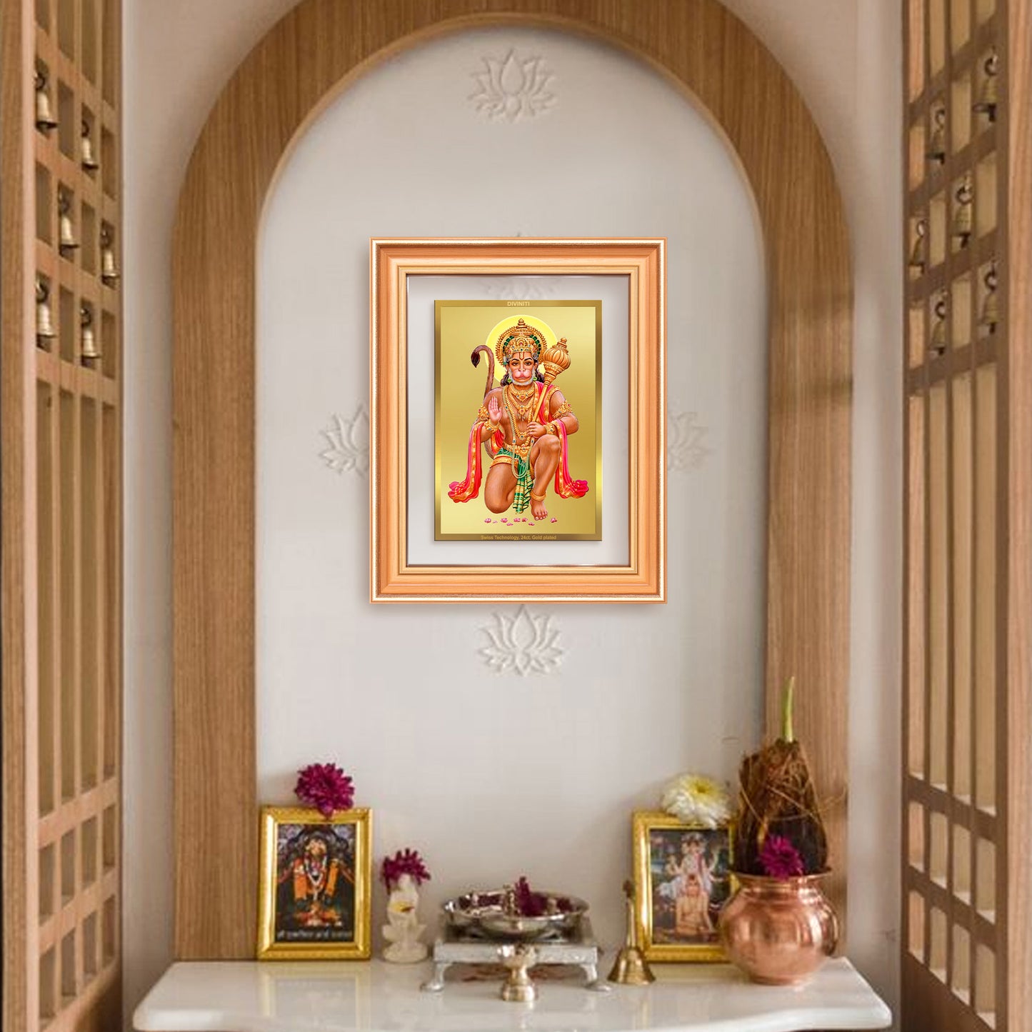 Lord Hanuman | Blessings Pose Wall & Tabletop Frame in 24K Gold Plated Foil