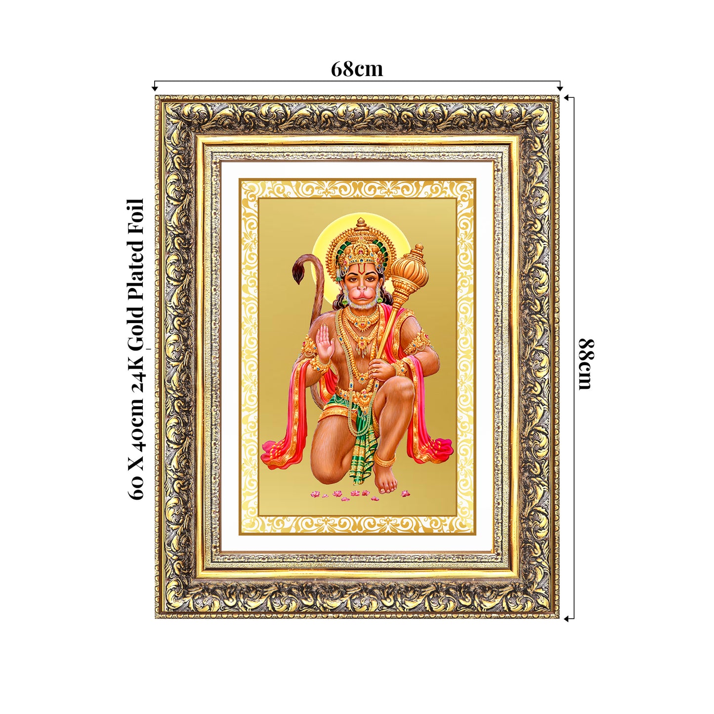 Lord Hanuman | Blessings Pose Wall Photo Frame in 24K Gold Plated Foil