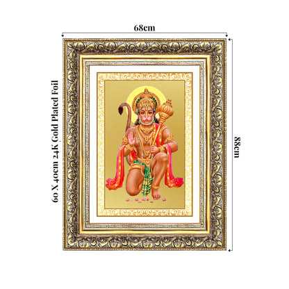 Lord Hanuman | Blessings Pose Wall Photo Frame in 24K Gold Plated Foil