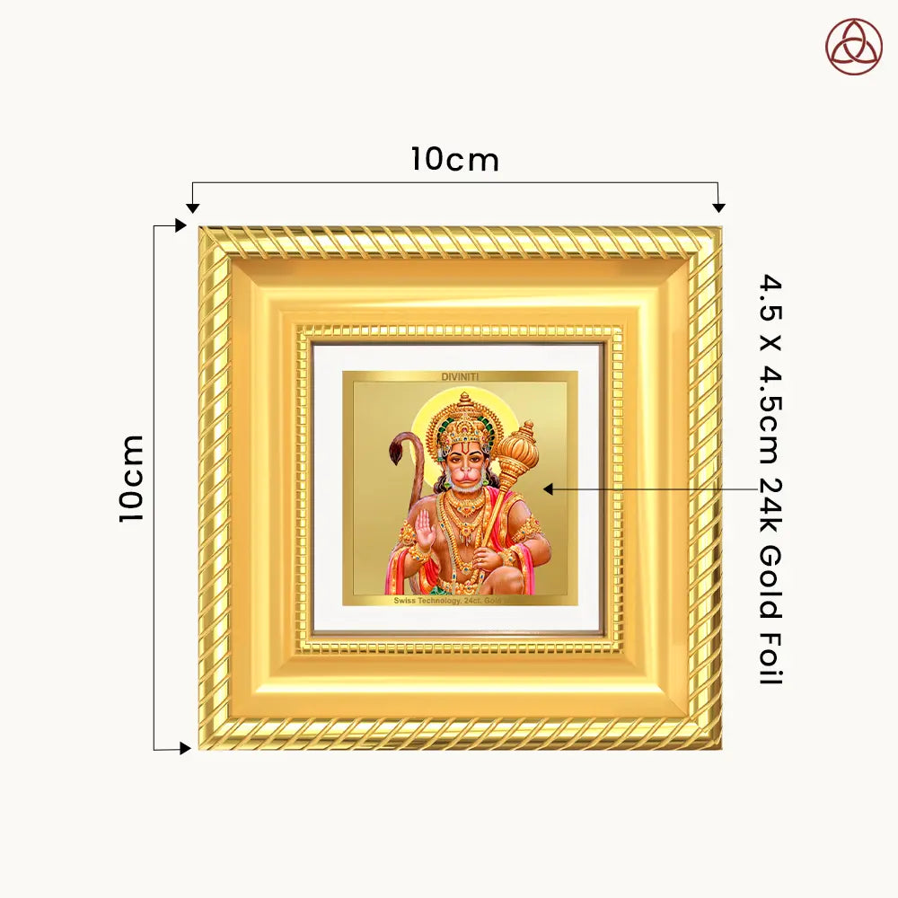Lord Hanuman | Blessings Pose Tabletop Frame in 24K Gold Plated Foil