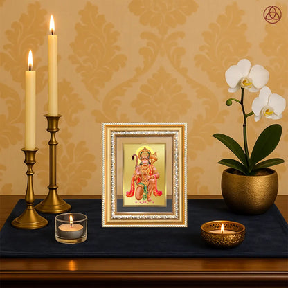 Lord Hanuman | Blessings Pose Wall & Tabletop Photo Frame in 24K Gold Plated Foil