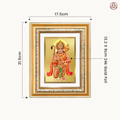 Lord Hanuman | Blessings Pose Wall & Tabletop Photo Frame in 24K Gold Plated Foil