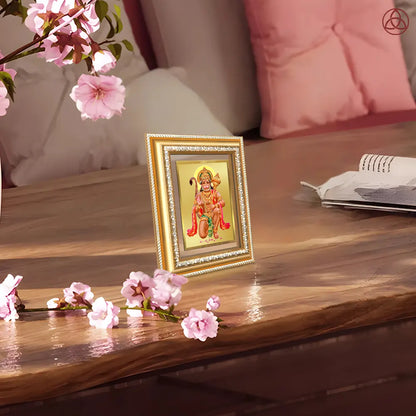 Lord Hanuman | Blessings Pose Wall & Tabletop Photo Frame in 24K Gold Plated Foil