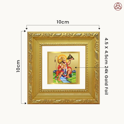 Hanuman Carrying Sanjeevani Mountain | Lord Hanuman Tabletop Frame in 24K Gold Plated Foil