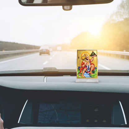Hanuman Carrying Sanjeevani Mountain | Lord Hanuman Car Dashboard Frame in 24K Gold Plated Foil