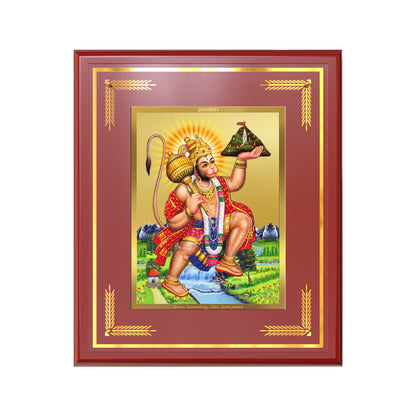 Hanuman Carrying Sanjeevani Mountain | Lord Hanuman Wall Mount Photo Frame in 24K Gold Plated Foil