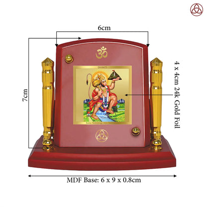 Hanuman Carrying Sanjeevani Mountain | Lord Hanuman Car Dashboard Frame in 24K Gold Plated Foil