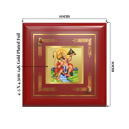 Hanuman Carrying Sanjeevani Mountain | Lord Hanuman Tabletop Frame in 24K Gold Plated Foil