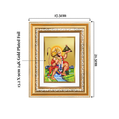 Hanuman Carrying Sanjeevani Mountain | Lord Hanuman Wall and Tabletop Photo Frame in 24K Gold Plated Foil