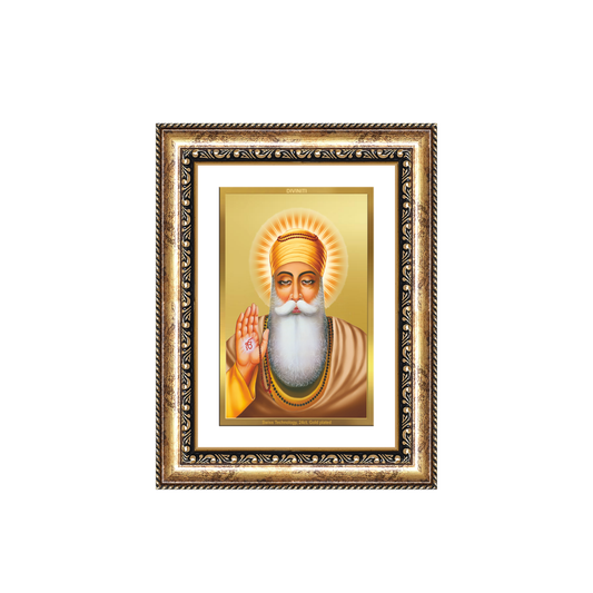 Diviniti 24K Gold Plated Guru Nanak Dev Ji (Classic) Sacred Sikh Wall Frame for Home Decor & Office Ambiance | Premium Spiritual Gift