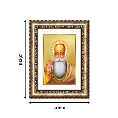 Diviniti 24K Gold Plated Guru Nanak Dev Ji (Classic) Sacred Sikh Wall Frame for Home Decor & Office Ambiance | Premium Spiritual Gift