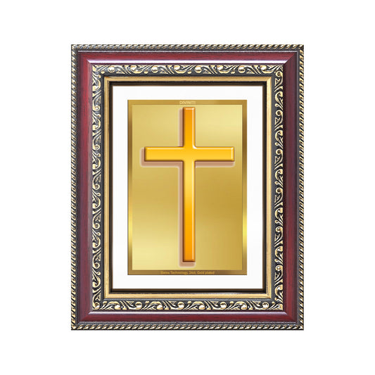 Holy Cross | Sacred Christian Cross Wall and Tabletop Photo Frame in 24K Gold Plated Foil