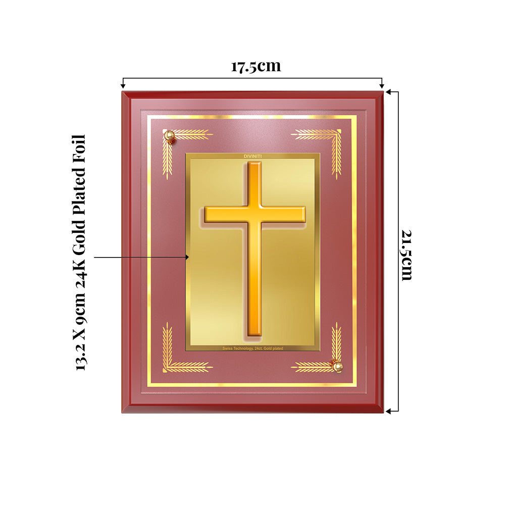 Holy Cross | Sacred Christian Cross Wall and Tabletop Photo Frame in 24K Gold Plated Foil
