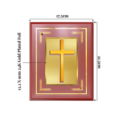 Holy Cross | Sacred Christian Cross Wall and Tabletop Photo Frame in 24K Gold Plated Foil