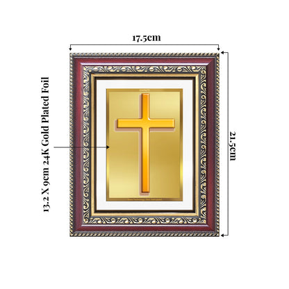Holy Cross | Sacred Christian Cross Wall and Tabletop Photo Frame in 24K Gold Plated Foil