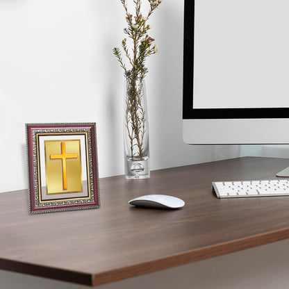 Holy Cross | Sacred Christian Cross Wall and Tabletop Photo Frame in 24K Gold Plated Foil