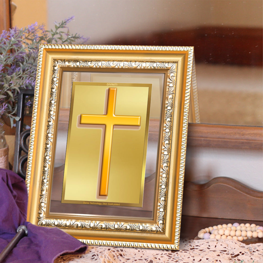 Holy Cross Tabletop Photo Frame in 24K Gold Plated Foil – DIVINITI ...
