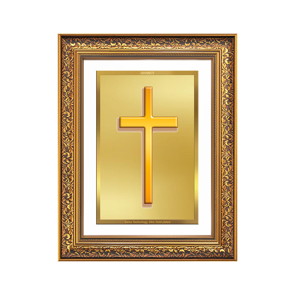 Holy Cross | Sacred Christian Symbol Wall Art Photo Frame in 24K Gold Plated Foil