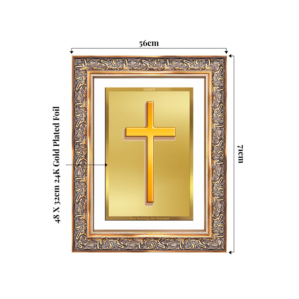 Holy Cross | Sacred Christian Symbol Wall Art Photo Frame in 24K Gold Plated Foil