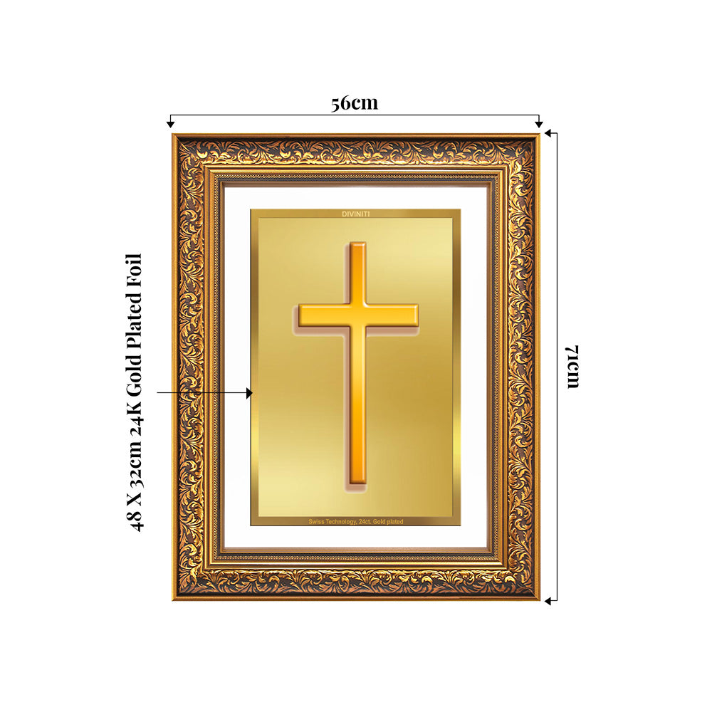 Holy Cross | Sacred Christian Symbol Wall Art Photo Frame in 24K Gold Plated Foil