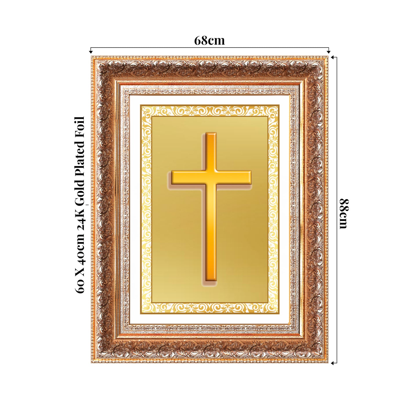 Holy Cross | Sacred Christian Symbol Wall Art Photo Frame in 24K Gold Plated Foil