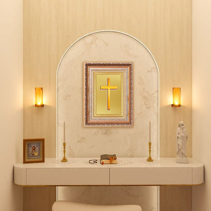 Holy Cross | Sacred Christian Symbol Wall Art Photo Frame in 24K Gold Plated Foil
