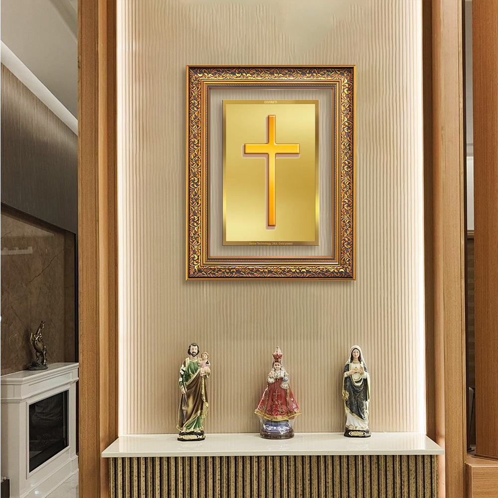 Holy Cross | Sacred Christian Symbol Wall Art Photo Frame in 24K Gold Plated Foil