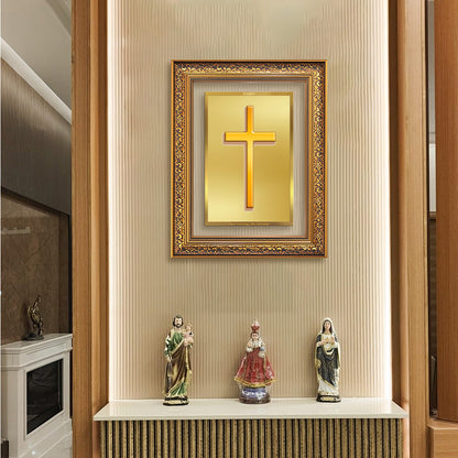Holy Cross | Sacred Christian Symbol Wall Art Photo Frame in 24K Gold Plated Foil