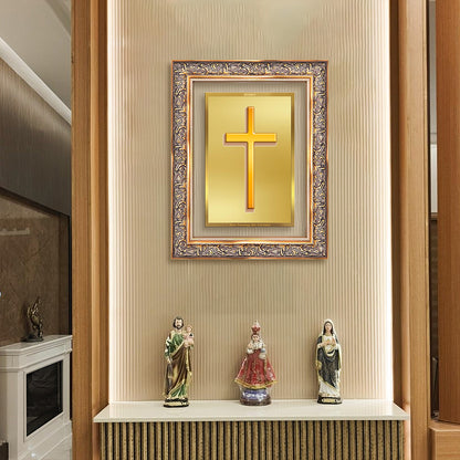 Holy Cross | Sacred Christian Symbol Wall Art Photo Frame in 24K Gold Plated Foil