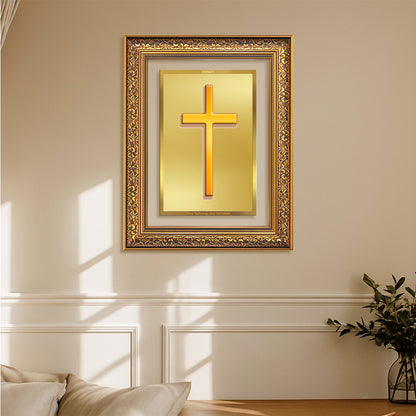 Holy Cross | Sacred Christian Symbol Wall Art Photo Frame in 24K Gold Plated Foil