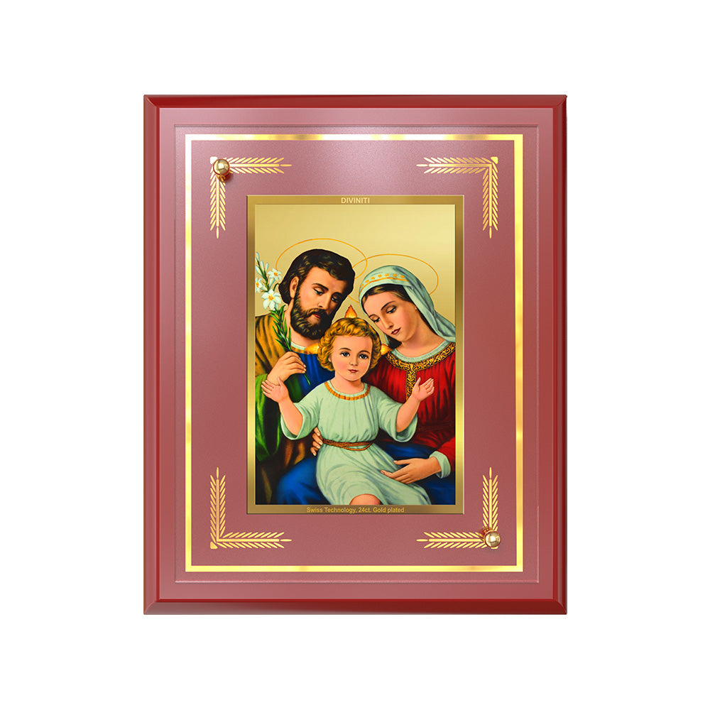 Holy Family | Sacred Wall and Tabletop Photo Frame in 24K Gold Plated Foil