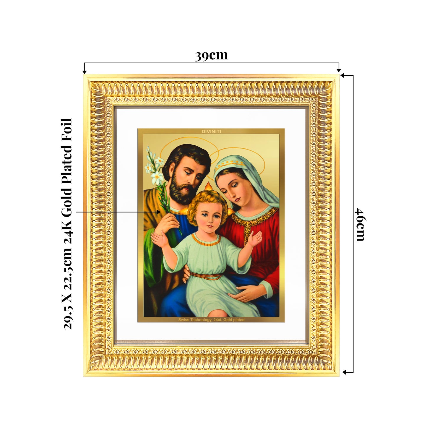 Holy Family | Sacred Wall Mount Photo Frame in 24K Gold Plated Foil