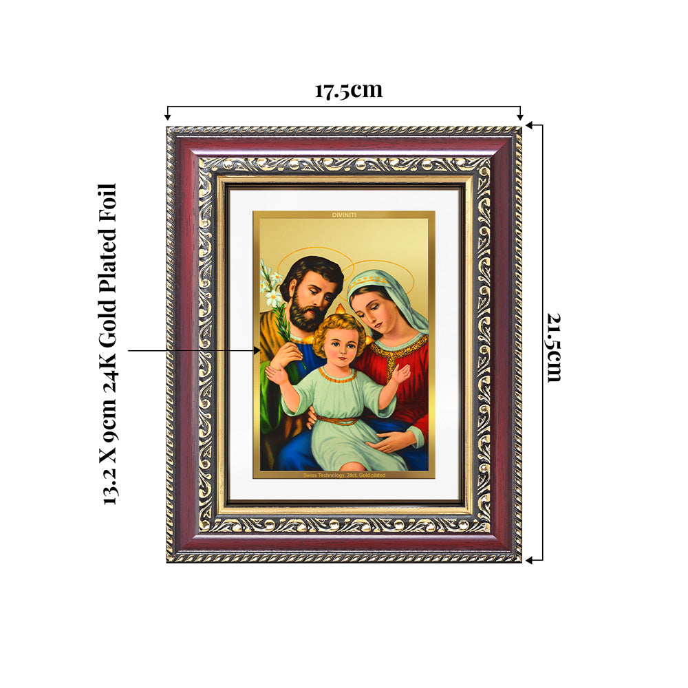 Holy Family | Sacred Wall and Tabletop Photo Frame in 24K Gold Plated Foil