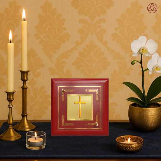 Holy Cross | Symbol of Faith & Salvation Tabletop Frame in 24K Gold Plated Foil