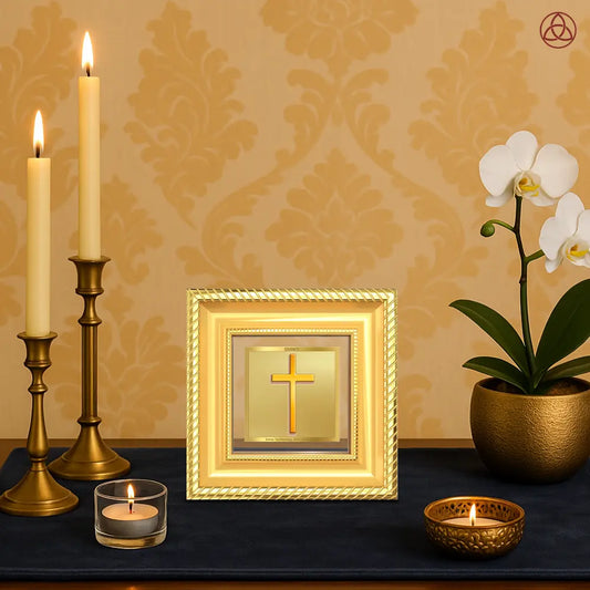 Holy Cross | Symbol of Faith & Salvation Tabletop Frame in 24K Gold Plated Foil