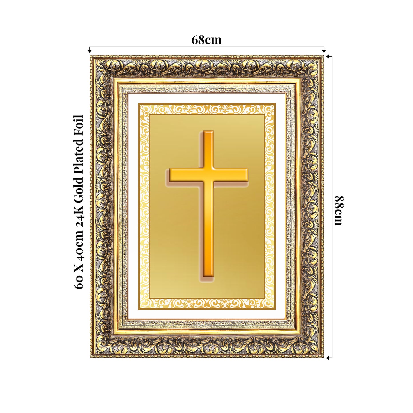 Holy Cross | Sacred Christian Symbol Wall Art Photo Frame in 24K Gold Plated Foil